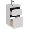 Тумба LEMARK COMBI 45 см под раковину, подвесная/напольная, 2 ящика, планки-чёрный; корпус/фасад белый глянец LM03C45T-black